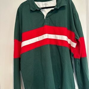 St. John’s Bay Sz: XXL Long Sleeve Rugby Colorblock Striped Multicolor Polo Top.